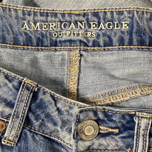 American Eagle Jeans Women's 6 Blue Tomgirl Ripped Distressed Destroyed Trashed - Picture 10 of 12